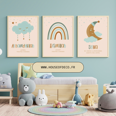 LOT 3 POSTERS ENFANT  NUDE BLEU